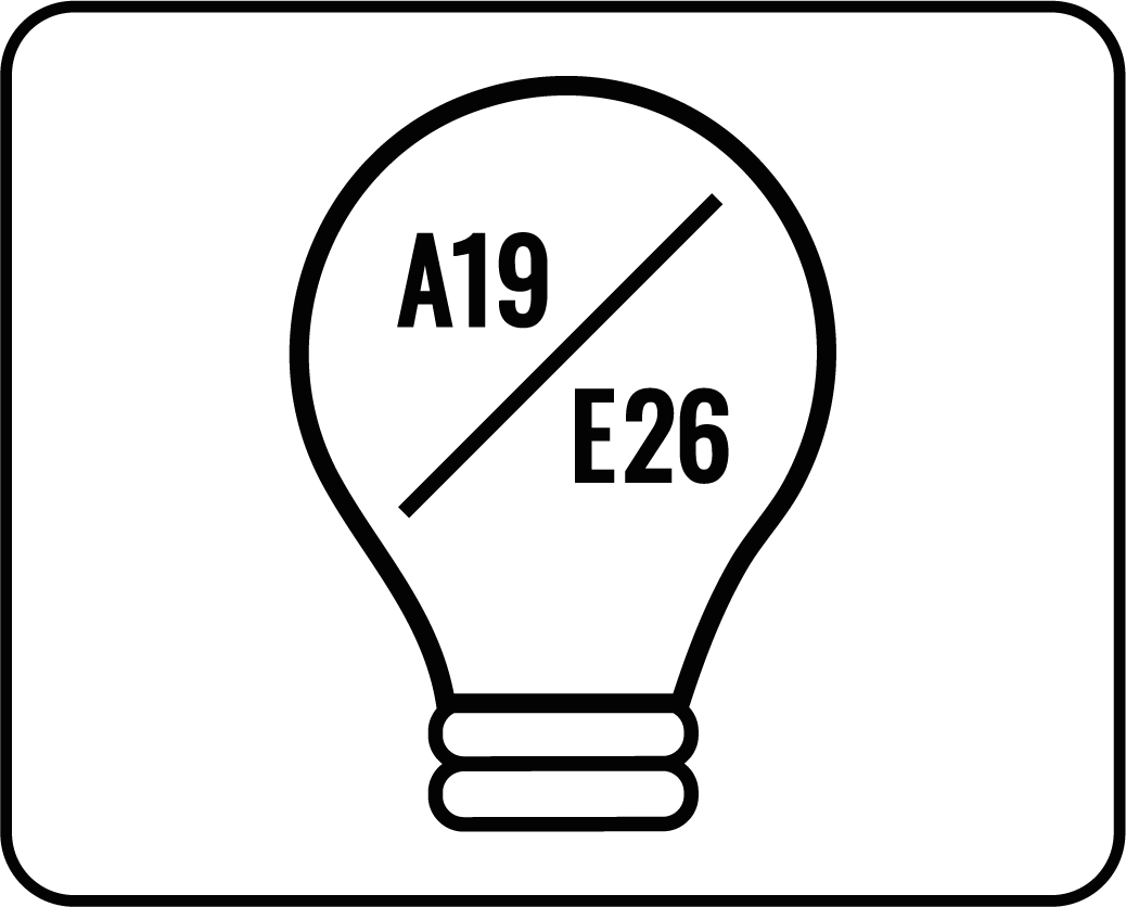 Compatible With: A19/E26 base lamps